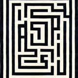 Chic Labyrinth Inspired Rug with Distinctive Angular Pattern(Black)