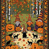 Bewitching Garden Gnome Rug Halloween Entrance Carpet Festive Decor(Orange)