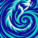 Celestial Mermaid Surrounded by Oceanic Swirls(Blue)