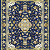 Chateau Collection Grandeur Medallion Regal Blue Tan Classic Motif(Blue)