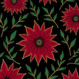 Vintage Poinsettia Bloom Anti Slip Holiday Throw(Red)