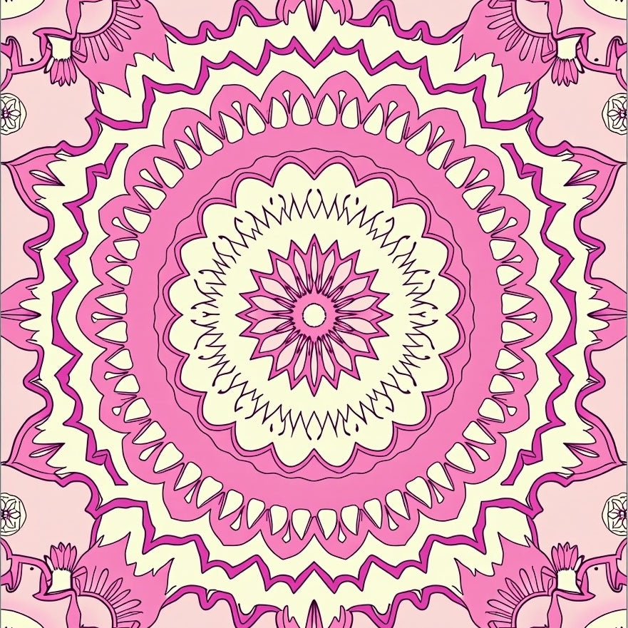 Boho Symmetrical Ornate Decorative Interlocking Stylish (Pink) - ODIKA