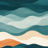 Sunset Waves Peach Teal Gradient Artistic Modern Home Decor(Orange)