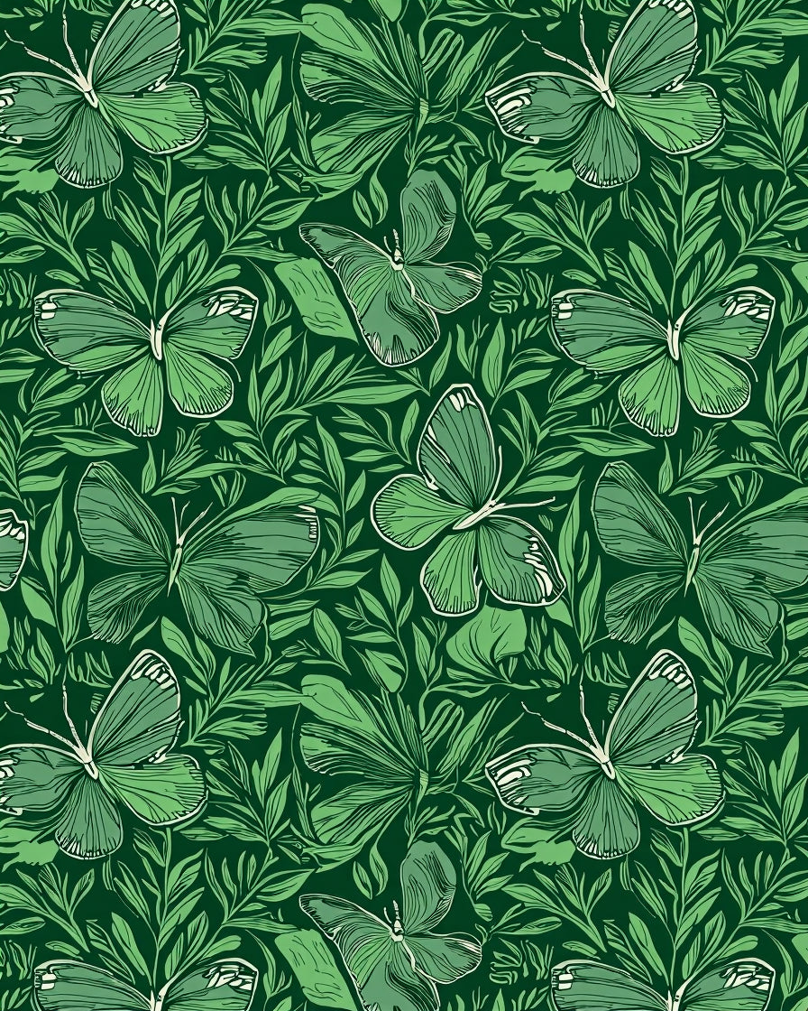 Magical Monarch Migration Path Featuring Delicate Wing Artwork (Green) - ODIKA