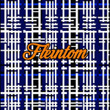 Bold Plaid Check Featuring Smiling Phantom and Cursive Lettering(Blue)