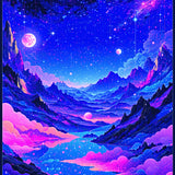 Psychedelic Colorful Planetary Landscape(Blue)