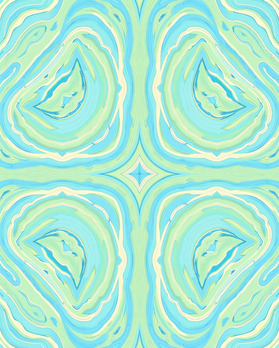 Serene Wave Featuring Fluid Interlocking Swirls and Curves (Blue) - ODIKA