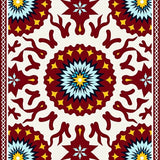 Folk Starburst with Festive Antler Silhouettes and Floral Details(Red)