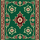 Elegant Interlocking Chevron with Ornate Floral Accents(Green)