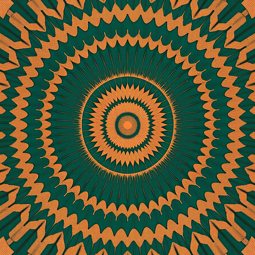 Starburst Kaleidoscope with Radiating Spokes (Orange) - ODIKA