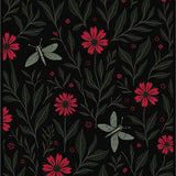 Mystical Insect and Bloom Composition Featuring Gothic Floral Arrangements (Black)