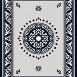 Elegant Bordered Medallion Interlocking Symmetrical Contemporary Motif (Gray)