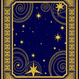 Celestial Starburst with Swirling Galaxy Nebula Motifs(Blue)