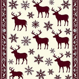 Festive Elk Tapestry with Ornate Snowflake Medallions(Burgundy)