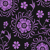 Vintage Floral Tapestry with Botanical Motifs and Swirling Vines(Black)