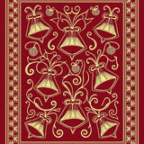 Vintage Holiday Bell and Pinecone Tapestry with Ribbon Details(Red)