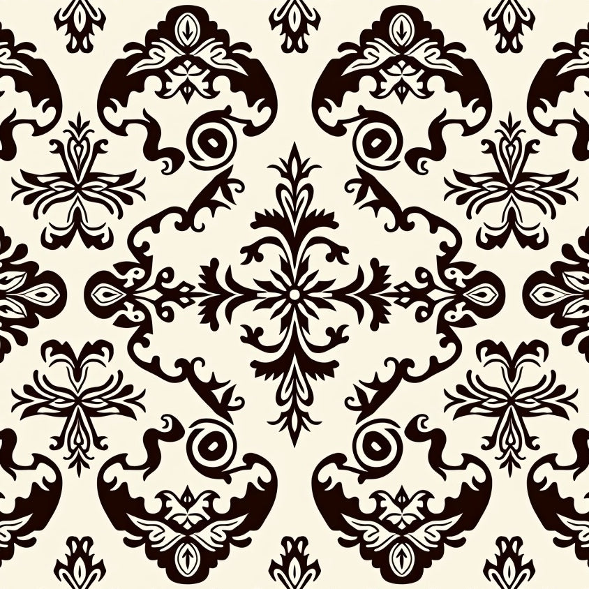 Vintage Damask Scroll Non Slip with Ornate Flourishes (Beige) - ODIKA