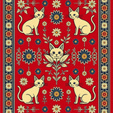 Ancestral Feline Celebration Semicircular Entryway(Red)