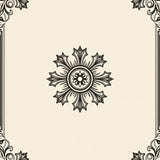 Vintage Medallion Motif with Intricate Border Details Neutral Tone Accent (Beige)