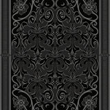 Luxurious Damask Victorian Baroque Scrollwork Palatial(Black)