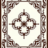 Quatrefoil Medallion with Scrollwork Border Accent(Brown)