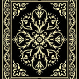 Floral Damask Inspired Motif with Elegant Vine Embellishments (Black)