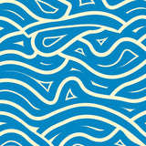 Modern Interlocking Waves with Abstract Ripple Motifs and Minimalist Accents (Blue)