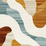 Beige & Camel River Flow Modern Abstract Accent(Beige)