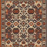Intricate Boho Area Featuring Geometric Floral(Orange)
