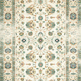 Boho Farmhouse Area Beige Sage Green Floral Print(Beige)