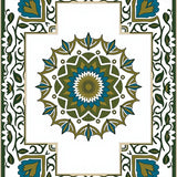 Botanical Medallion Lattice with Modern Leaf Embellishments (Green) - ODIKA