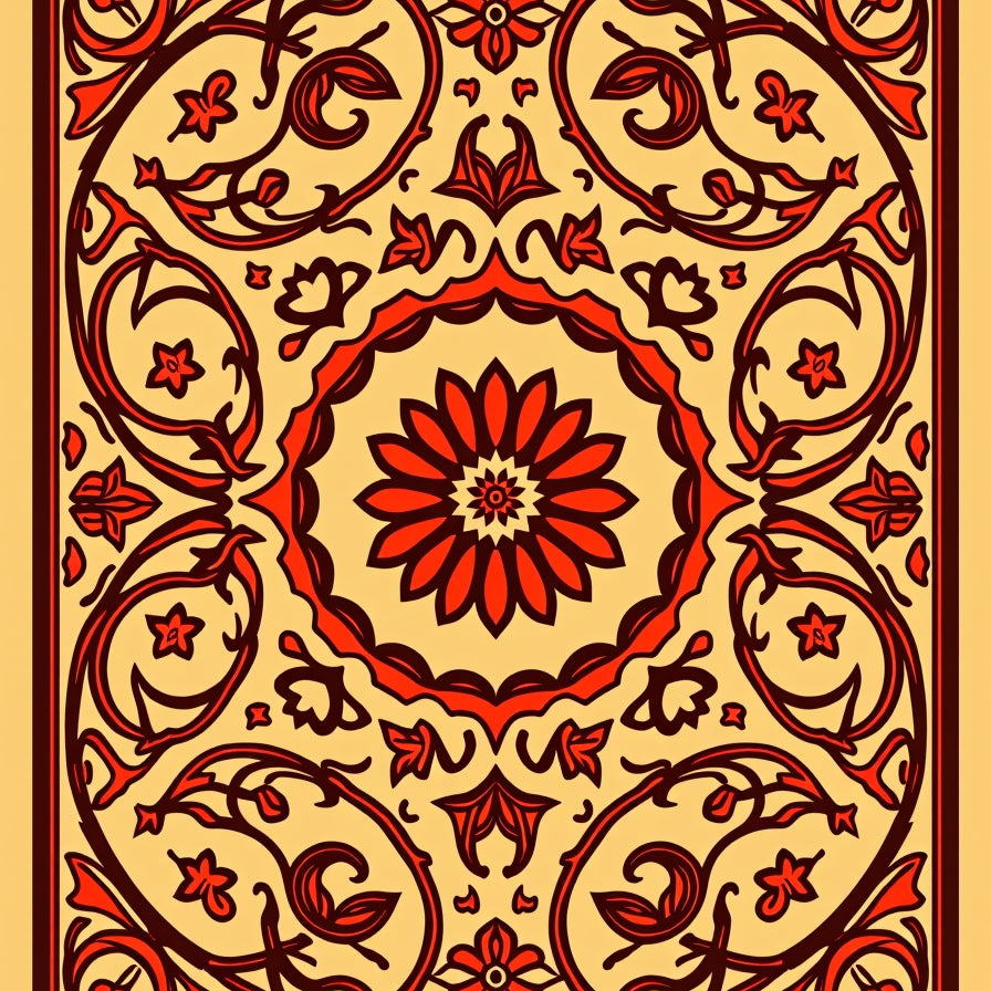 Botanical Damask Embellished Symmetrical (Beige) - ODIKA