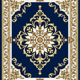 Botanical Flourish Medallion with Vintage Scrollwork Accents(Blue)