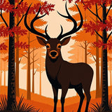 Autumn Woodland Stag Semicircular Welcome Entrance(Orange)