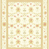 Beige Oval with Subtle Ivory Scrollwork and Floral Details(Beige)