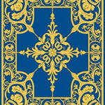 Damask Rosette with Ornate Filigree Accents (Blue) - ODIKA