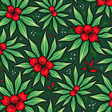 Holly Leaf Botanical Area with Festive Berry Accent Motifs(Green)