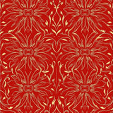 Autumnal Safari Mosaic with Stylized Jungle Creatures and Leaf Vein Details(Red)