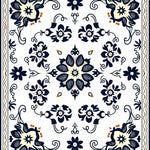 Vintage Damask Flourish with Baroque Scroll Classic European (Blue) - ODIKA