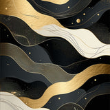 Modern Abstract Black and Gold with Fluid Geometric Swirls Accents(Black)