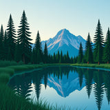 Mountain Wilderness Lake Nature Landscape(Blue)