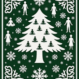 Yoga Pose Pine Tree With Frosted Snowflake Motif Design(Green)