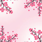 Blooming Cherry Blossom Branch with Scattered Petal Design (Pink) - ODIKA