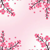 Blooming Cherry Blossom Branch with Scattered Petal Design (Pink) - ODIKA