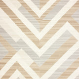 Beige Ivory Chevron Striped Area with Bold Angular Motif Design(Beige)