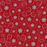 Yuletide Charm with Ornate Ribbon Swirls and Snow Crystal Details(Red)