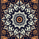 Burst Ornamental Design with Intricate Petal Motifs (Black) - ODIKA