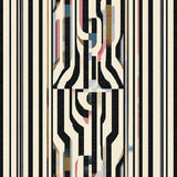 Geometric Serpentine Runner Black & White Striped Entryway(Black)