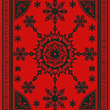 Holiday Snowflake Medallion with Festive Winter Motifs(Red)