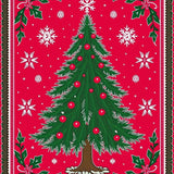 Festive Tannenbaum Holiday Accent Doormat With Decorative Border(Red)
